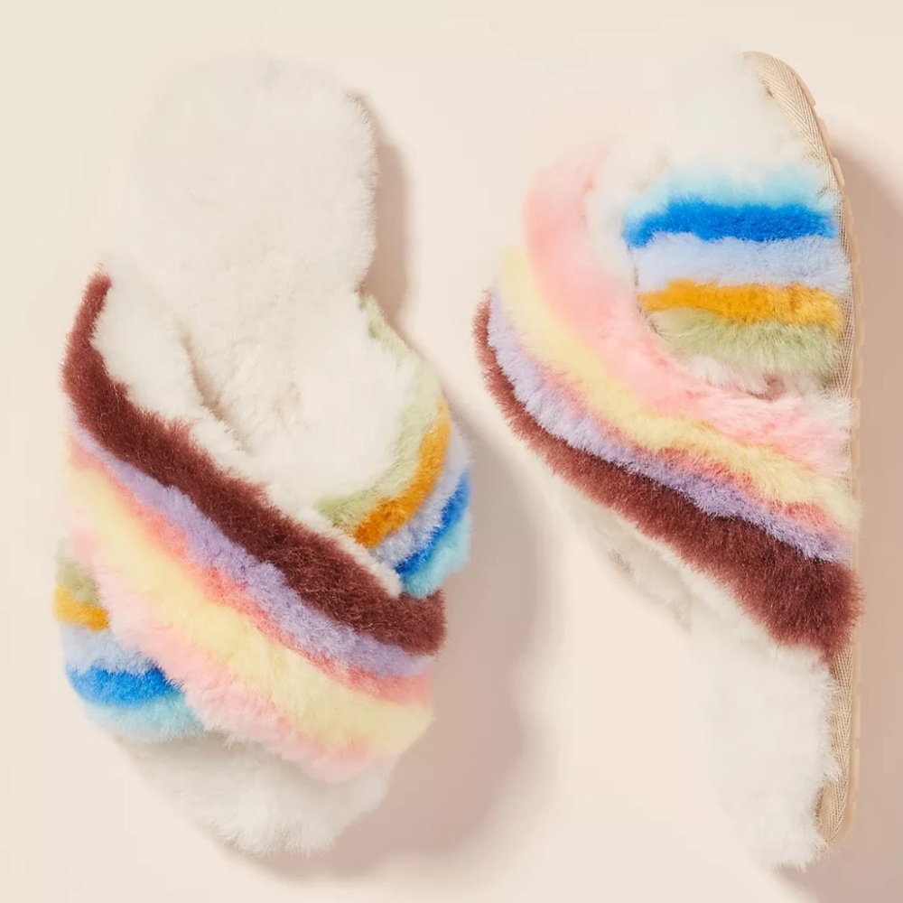 NWT EMU Australia Mayberry Rainbow Slippers size 8